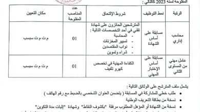 اعلان توظيف بمركز التكوين المهني والتمهين المجاهد لعور بن عبد االله غرداية