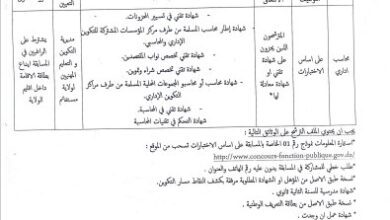 اعلان توظيف بمديرية التكوين والتعليم المهنيين لولاية مستغانم