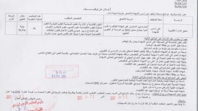 اعلان توظيف ببلدية بوفاريك ولاية البليدة