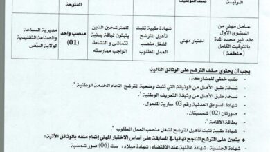 اعلان توظيف بمديرية السياحة لولاية البيض