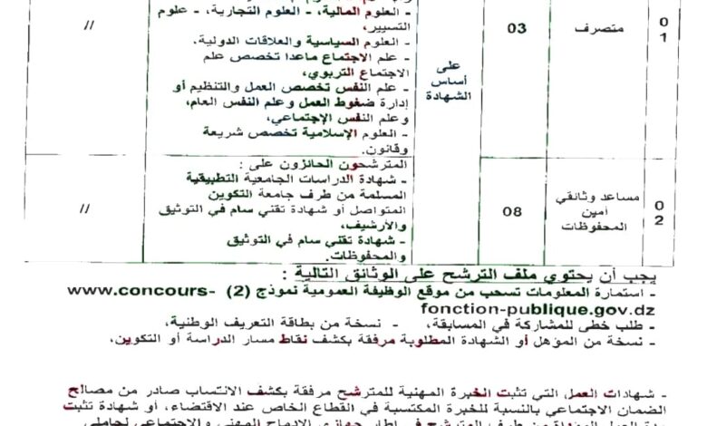 اعلان توظيف بمديرية التربية للجزائر العاصمة وسط