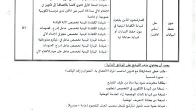 اعلان توظيف بمركز التكوين المهني والتمهين دواودة تيبازة