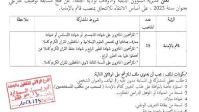 اعلان توظيف بمديرية الشؤون الدينية والأوقاف بالجلفة 15 منصب