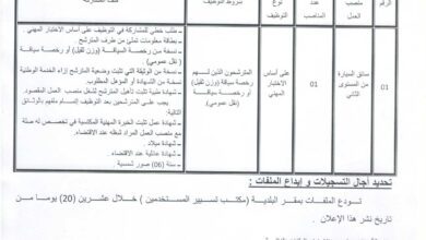 اعلان توظيف ببلدية الرحبات ولاية باتنة