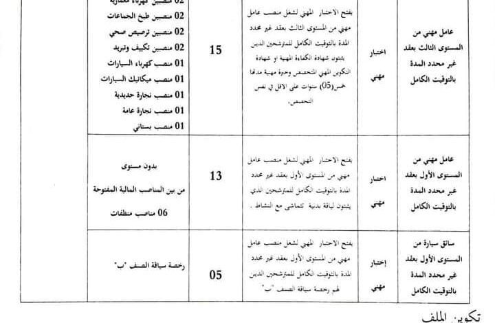اعلان توظيف بالمؤسسة العمومية الاستشفائية بريان غرداية 33 منصب