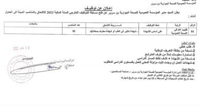 اعلان توظيف بالمؤسسة العمومية للصحة الجوارية بن سرور المسيلة