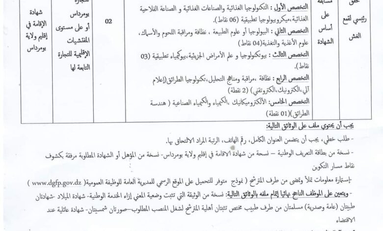 اعلان توظيف بمديرية التجارة لولاية بومرداس