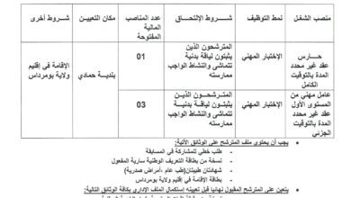 اعلان توظيف ببلدية حمادي ولاية بومرداس