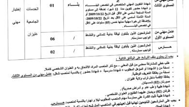 اعلان توظيف بمديرية الخدمات الجامعية لولاية غليزان