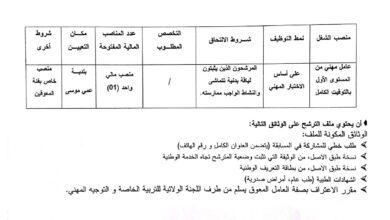 اعلان توظيف ببلدية عمي موسى ولاية غليزان