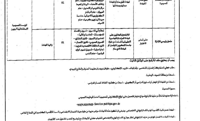 اعلان توظيف بالمؤسسة العمومية الاستشفائية بالبيرين الجلفة