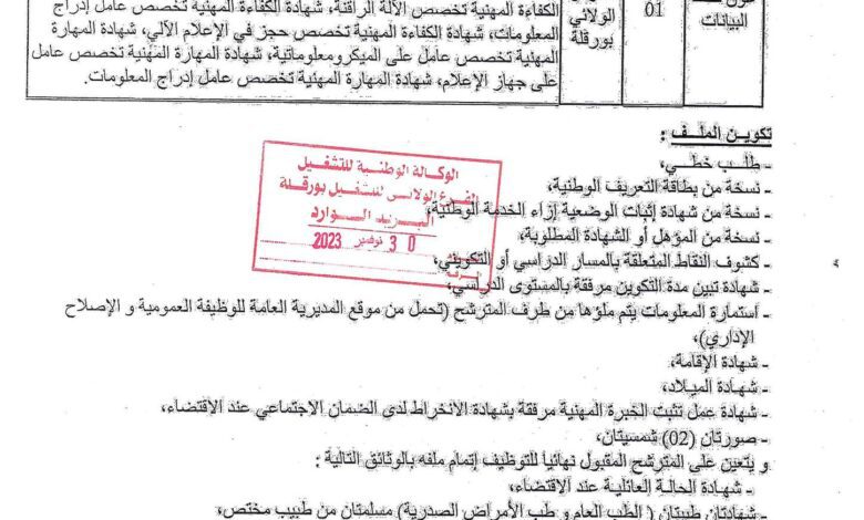 إعلان توظيف للديوان الوطني للتعليم والتكوين عن بعد ورقلة