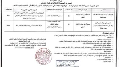 اعلان توظيف بمديرية الجهوية للأملاك الوطنية بالشلف