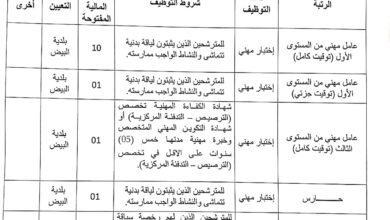 اعلان توظيف ببلدية البيض