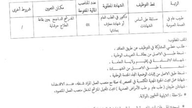اعلان توظيف بالمؤسسة العمومية للصحة الجوارية بالنعامة