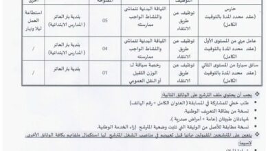 اعلان توظيف ببلدية بئر العاتر ولاية تبسة