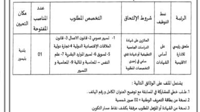 اعلان توظيف ببلدية بليمور ولاية برج بوعريريج