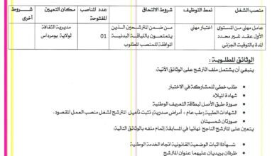 اعلان توظيف بمديرية الثقافة لولاية بومرداس