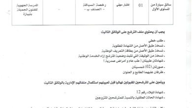 اعلان توظيف بالمدرسة الجهوية للفنون الجميلة بتيبازة