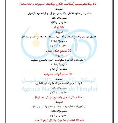 عرض عمل مجمع تيرصام باتنة (160 منصب)