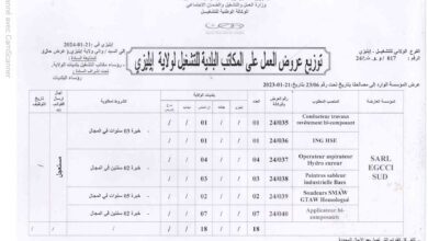 عرض عمل بشركة SARL EGCCI SUD في عدة تخصصات