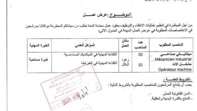 اعلان توظيف بشركة صوميك SOMIK