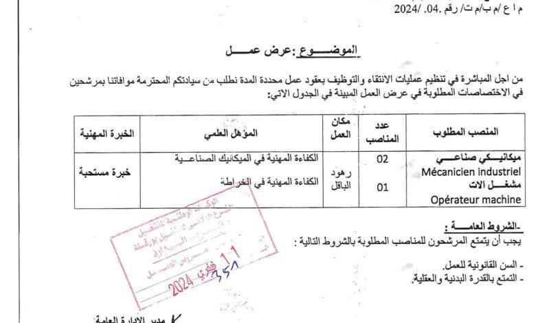 اعلان توظيف بشركة صوميك SOMIK