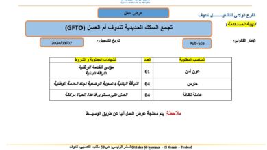 اعلان توظيف بتجمع السكك الحديدية تندوف GFTO