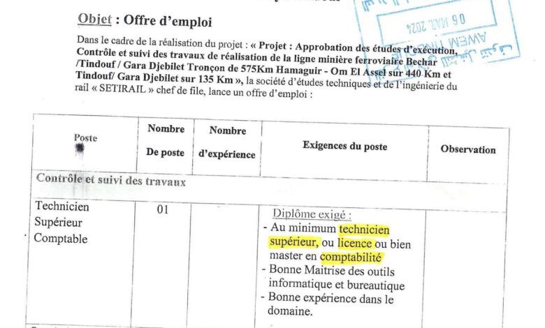 اعلان توظيف بشركة الوطنية للنقل بالسكك الحديدية