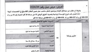 اعلان توظيف بالشركة الوطنية للأشغال الطرق EPTR