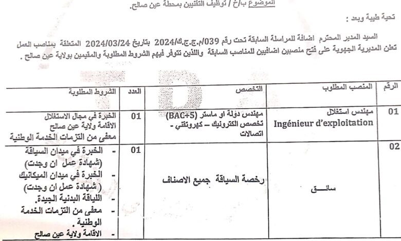 اعلان توظيف بمديرية الجهوية للبث الاذاعي والتلفزي