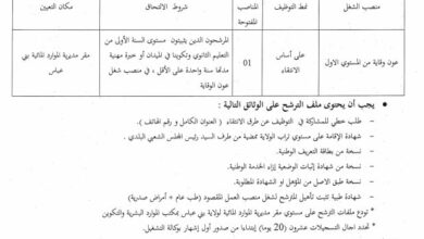 اعلان توظيف بالموارد المائية لولاية بني عباس