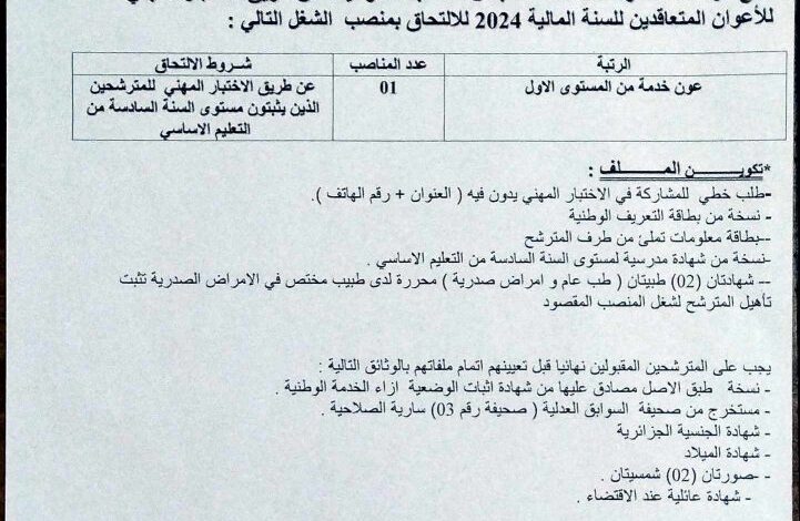 اعلان توظيف بمؤسسة الطفولة المسعفة عنابة 1