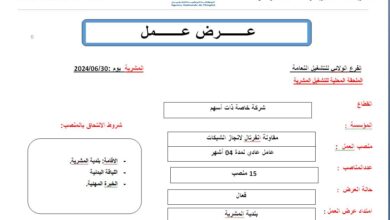 عرض عمل لمؤسسة تركيب و انجاز الشبكات الكهربائية 15 عامل