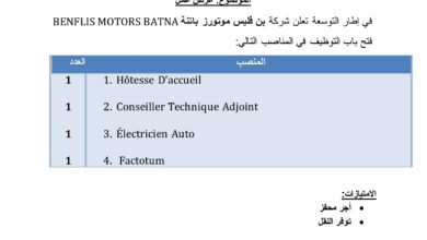 فتح باب التوظيف في شركة بن فليس موتورز باتنة BENFLIS MOTORS BATNA