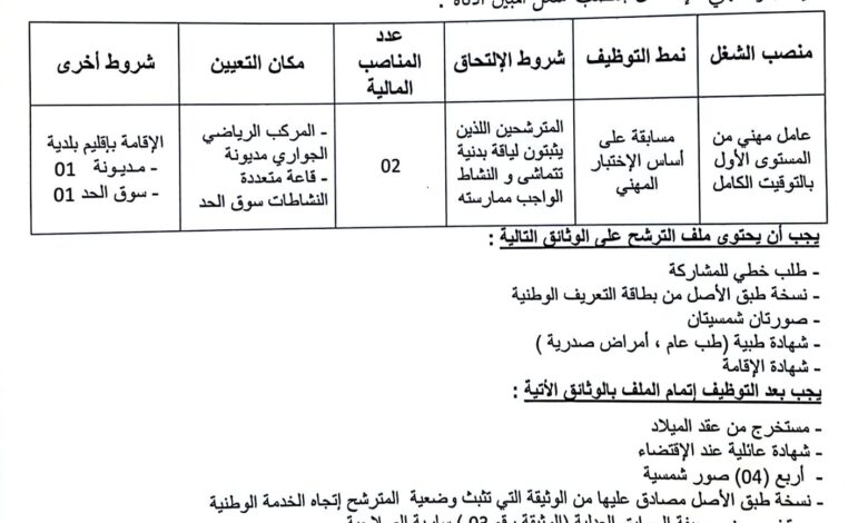 اعلان توظيف بديوان مؤسسات الشباب لولاية غليزان
