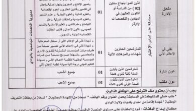 اعلان مسابقة توظيف بمديرية الخدمات الجامعية الوادي
