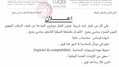 على كل من تتوفر لديه شروط عرض العمل محاسب الاتصال بوكالة التشغيل الجلفة