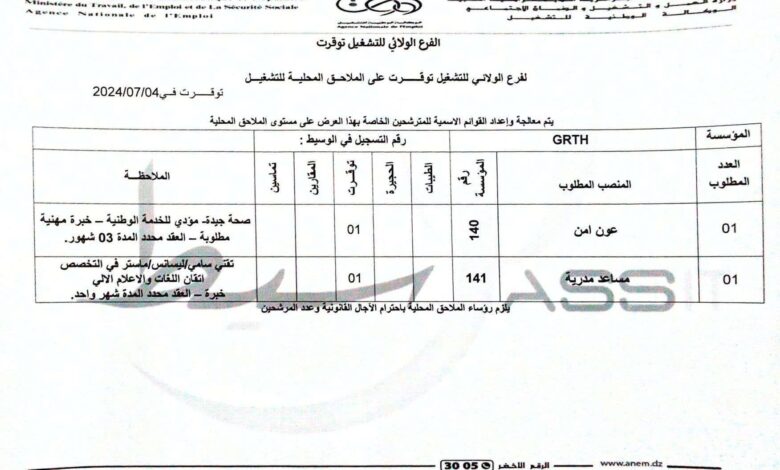 عرض عمل بمجمع GRTH