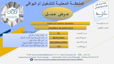 عرض عمل بمؤسسة EPWG CET OUM EL BOUAGHI