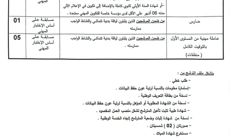 اعلان توظيف بالمؤسسة العمومية للصحة الجوارية لبوينان البليدة