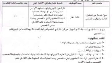 اعلان توظيف بديوان مؤسسات الشباب لولاية تيارت