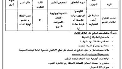 إعلان توظيف بمديرية الطاقة والمناجم لولاية الشلف