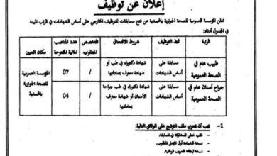 إعلان توظيف بالمؤسسة العمومية للصحة الحوارية بالمحمدية معسكر