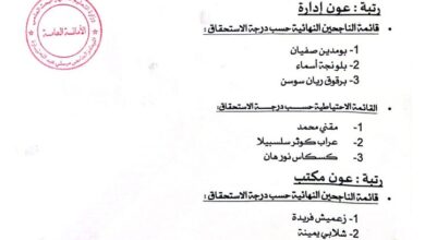 نتائج مسابقة التوظيف بالمركز الجامعي مرسلي عبد الله تيبازة
