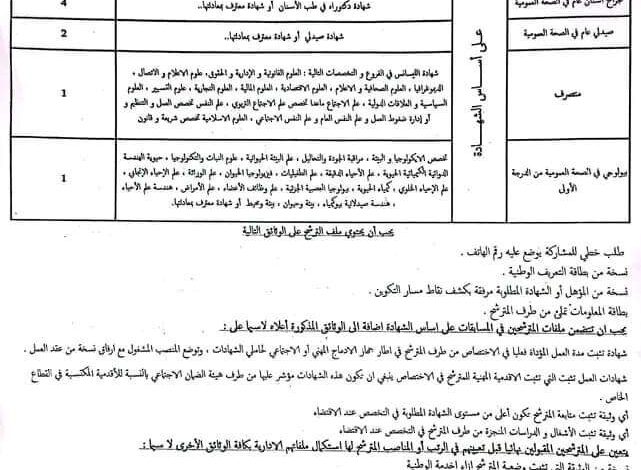 اعلان توظيف المؤسسة الاستشفائية المتخصصة في أمراض العيون، الأنف والأذن والحنجرة وجراحة الأسنان تيارت
