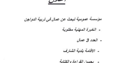 مؤسسة عمومية بالجلفة تبحث عن عمال في تربية الدواجن