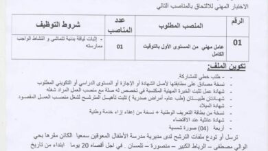 اعلان توظيف بمدرسة الاطفال المعوقين سمعيا لولاية تلمسان