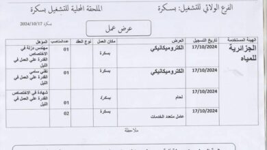 شركة الجزائرية للمياه ADE تعلن عن توظيف في مختلف مجالات