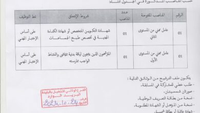 اعلان توظيف بمعهد التعليم المهني بني مراد البليدة